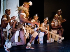 Mzansi Zulu dancers perform a lively and beautiful African dance for the Grahamstown festival, 6 July 2009. (Cuepix/Thyla Nel)