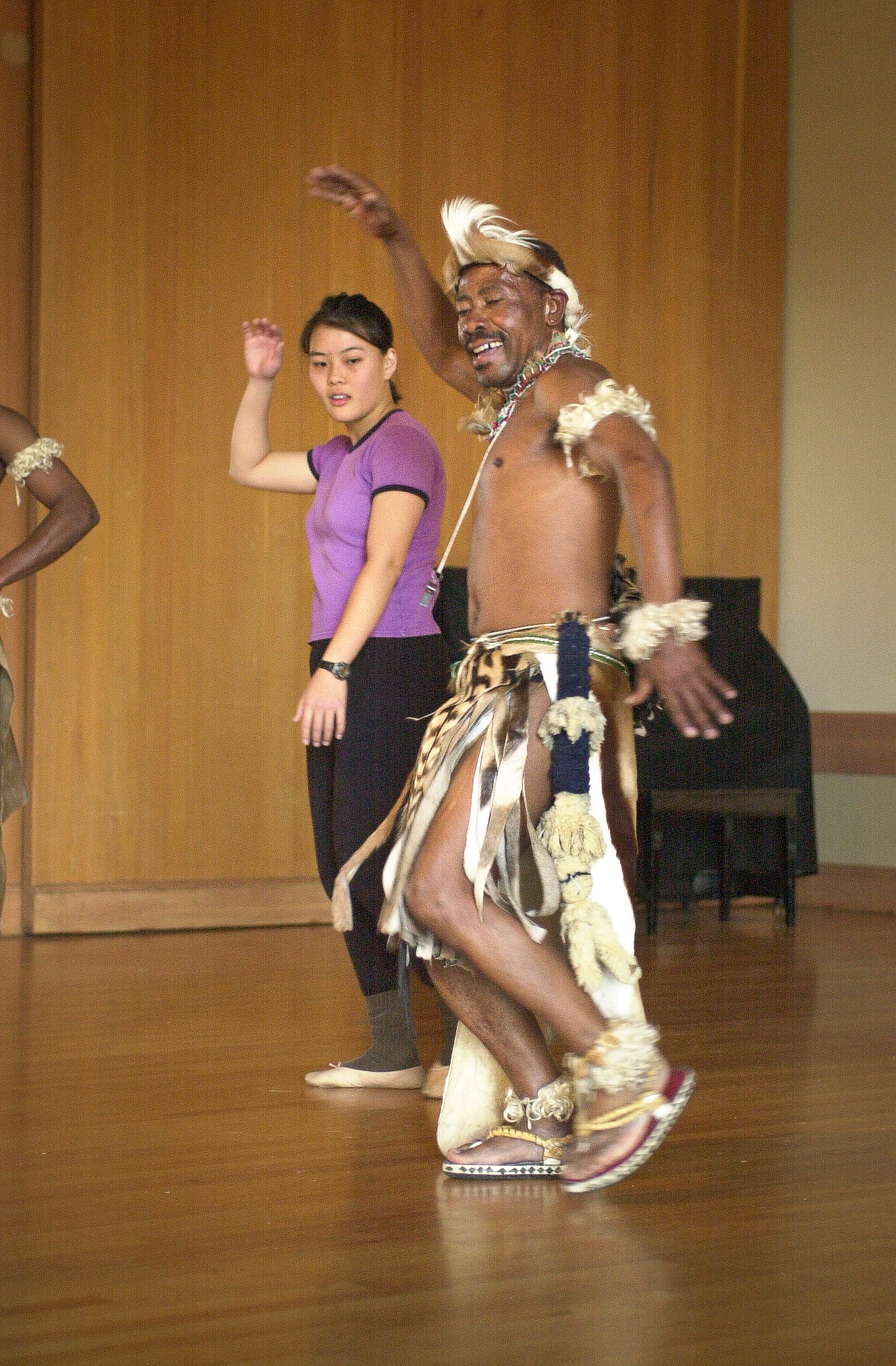 Dancers from Umzansi Zulu held workshops and demonstrations in November 2001 at Stanford.