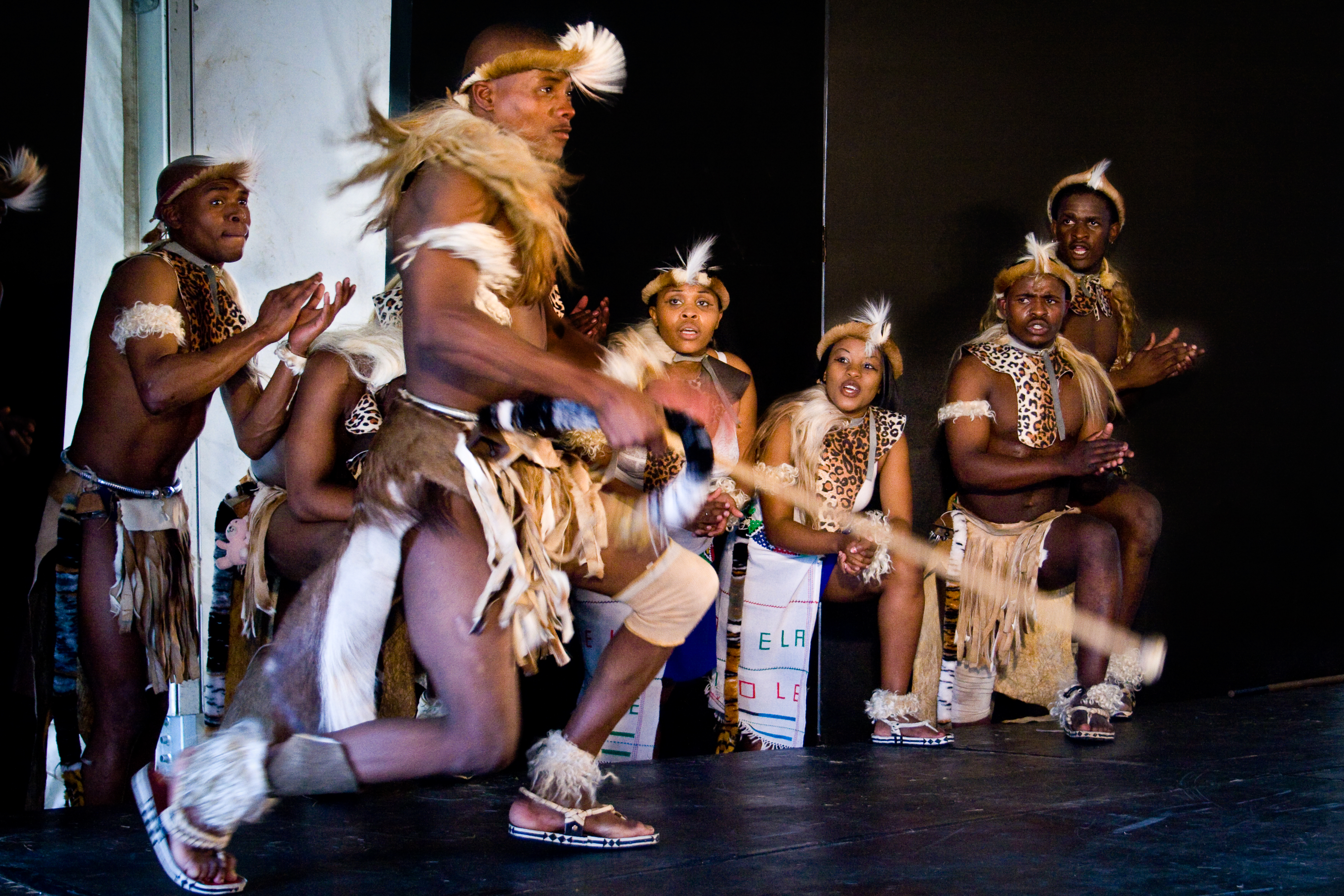 Mzansi Zulu dancers perform a lively and beautiful African dance for the Grahamstown festival, 6 July 2009. (Cuepix/Thyla Nel)